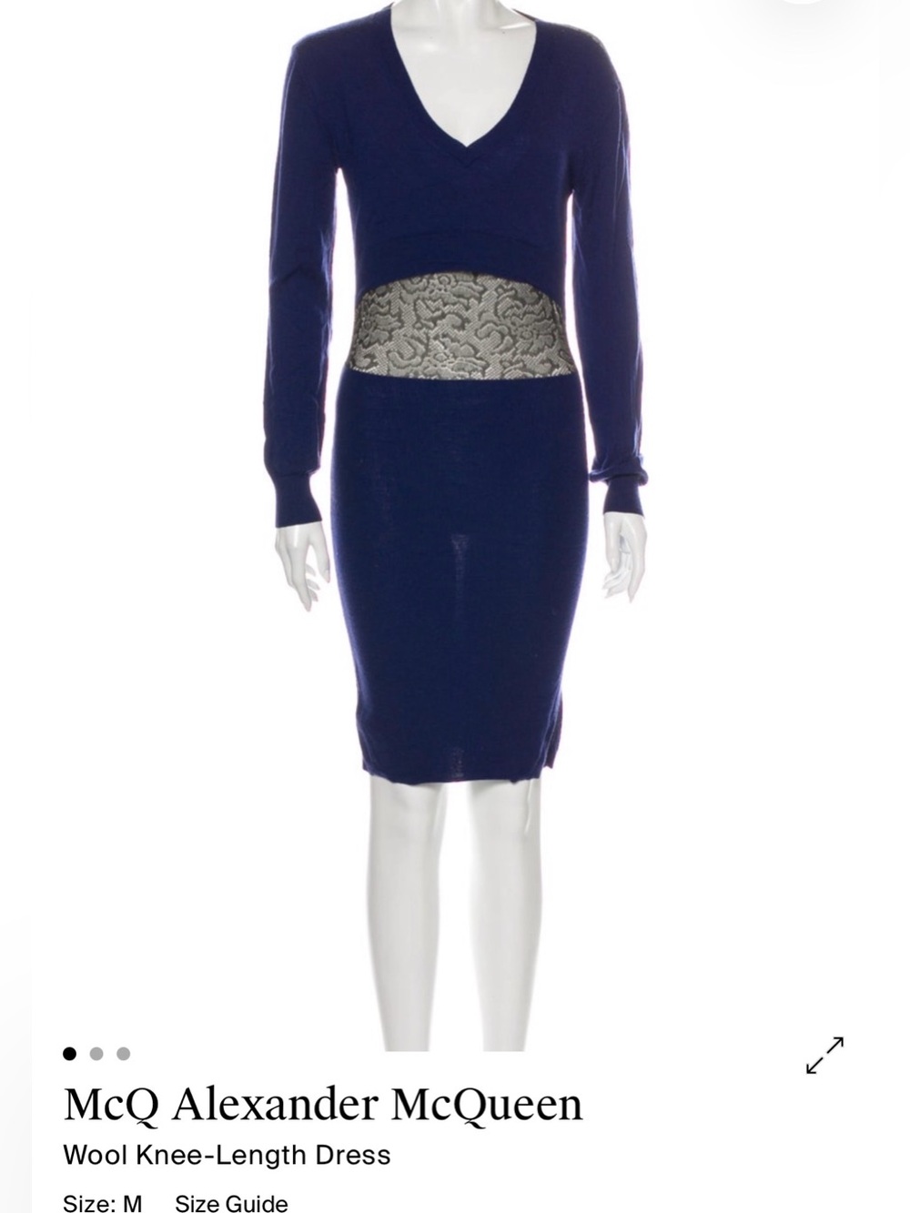 McQ by Alexander McQueen Navy Dress with Lace Waist